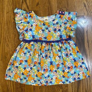 Wildflowers Kids Tunic - Blue and Orange Floral